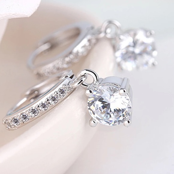 925 Silver Zircon Diamond Earrings - Picture 2 of 16